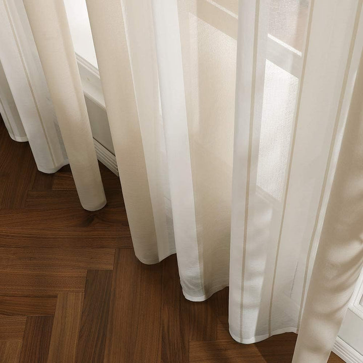 MIULEE Gardinen Gestreift Transparent mit Ösen, Voile Vorhänge Wohnzimmer Modern 2er Set, Vorhang Sc