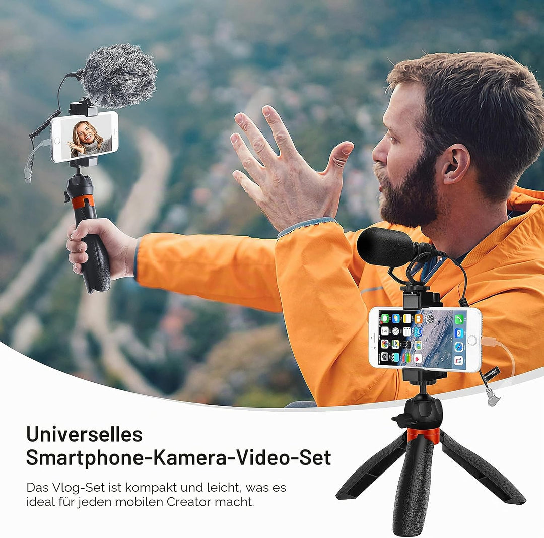comica Handy-Mikrofon Vlogging Kit, CVM-VM10-K2 PRO Video Kit mit Professionelles Richtmikrofon und