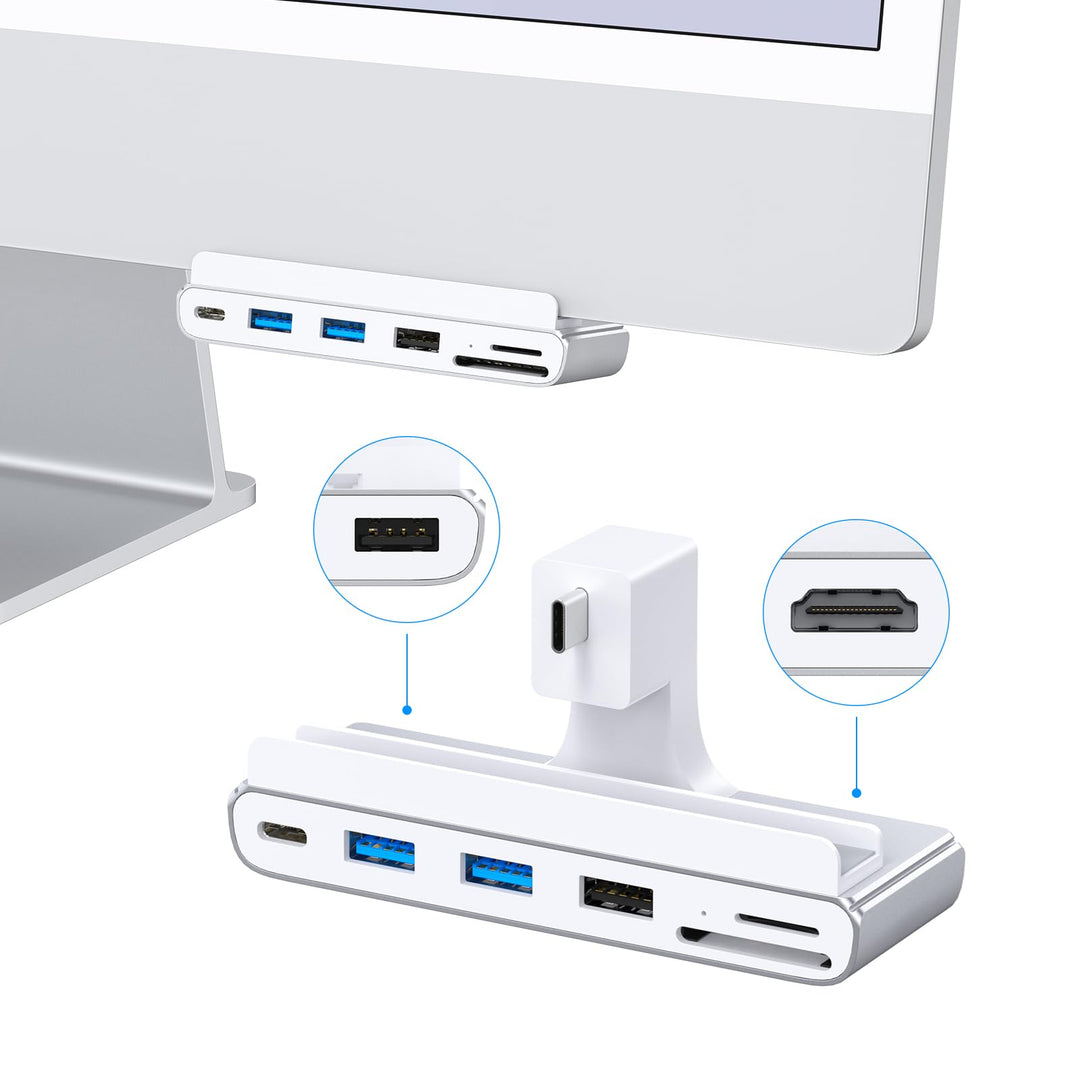 8-in-1 iMac-USB-Adapter mit HDMI 4K @ 60 Hz, USB 3.0 5 Gbit/s, SD/TF-Kartenleser, USB-C-Dock für iMa