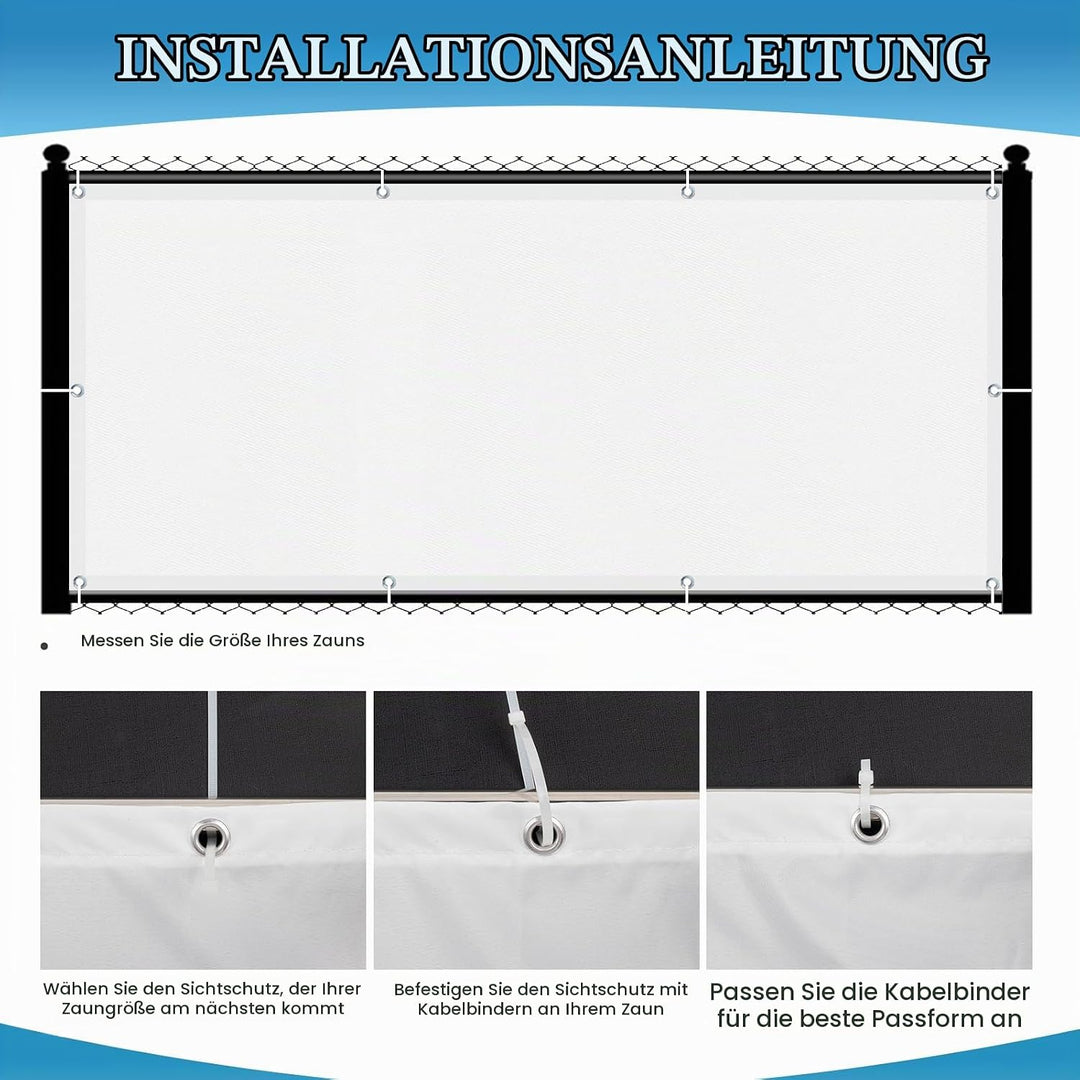 SUNNY GUARD Balkon Sichtschutz Wetterfest 70x800cm Balkonverkleidung Balkonabdeckung Balkonumspannun