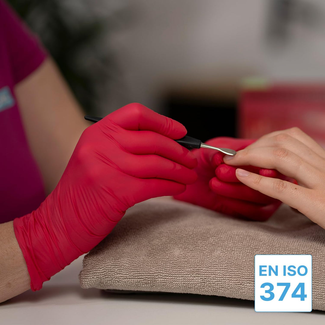 1000 Stück ARNOMED Einweghandschuhe Rot, Einmalhandschuhe L, Nitril Handschuhe Einweg, Nitrilhandsch