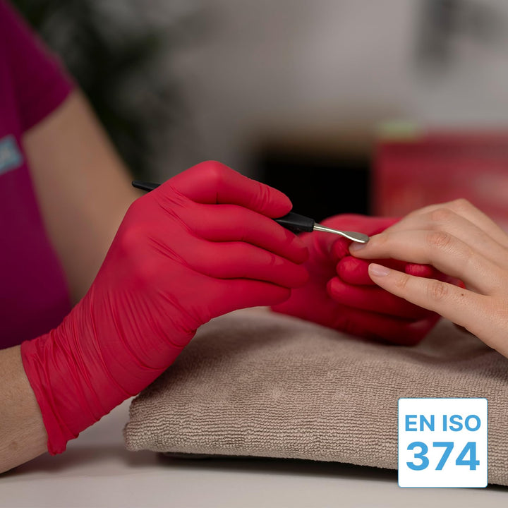 1000 Stück ARNOMED Einweghandschuhe Rot, Einmalhandschuhe L, Nitril Handschuhe Einweg, Nitrilhandsch