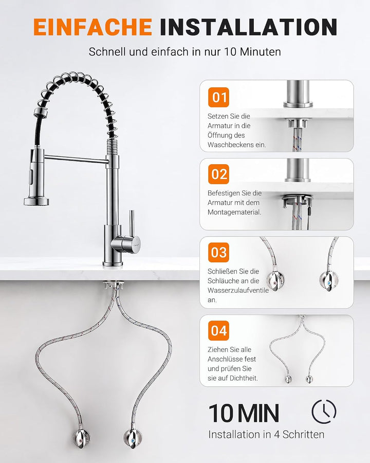 Ibergrif wasserhahn küche ausziehbar, Spring küchenarmatur mit brause, spültischarmatur 360 Schwenkb
