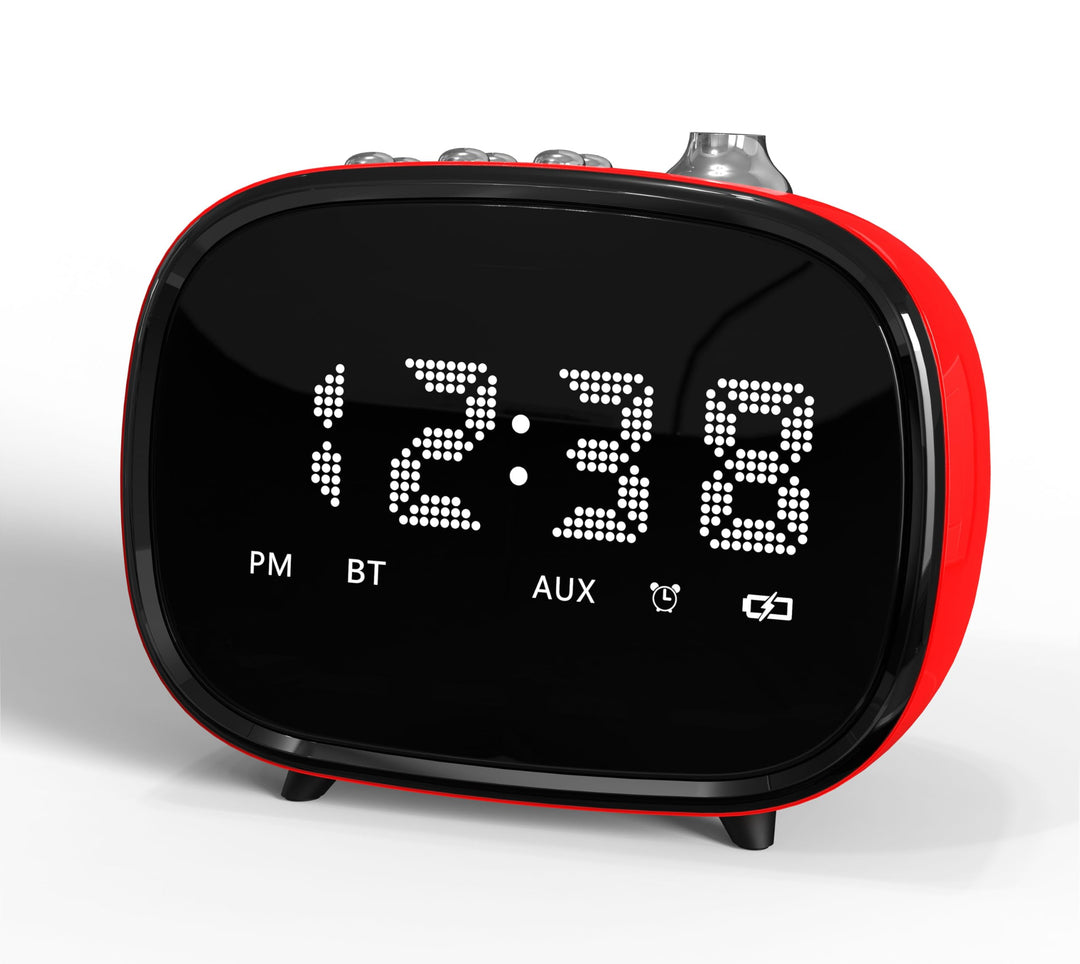 iTOMA Retro Wecker mit Bluetooth, Zeitanzeige, Alarmeinstellung, TF-Kartensteckplatz, AUX Jack, Frei