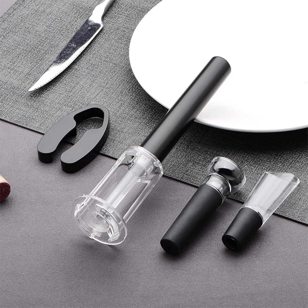 FBBULES 4 Stück Druckluft Korkenzieher Set - Druckluft Flaschenöffner mit Folienschneider, Vakuumsto