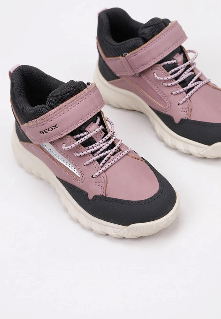 Geox Mädchen J Simbyos Girl ABX A Sneaker 34 EU Dk Rose Black, 34 EU Dk Rose Black