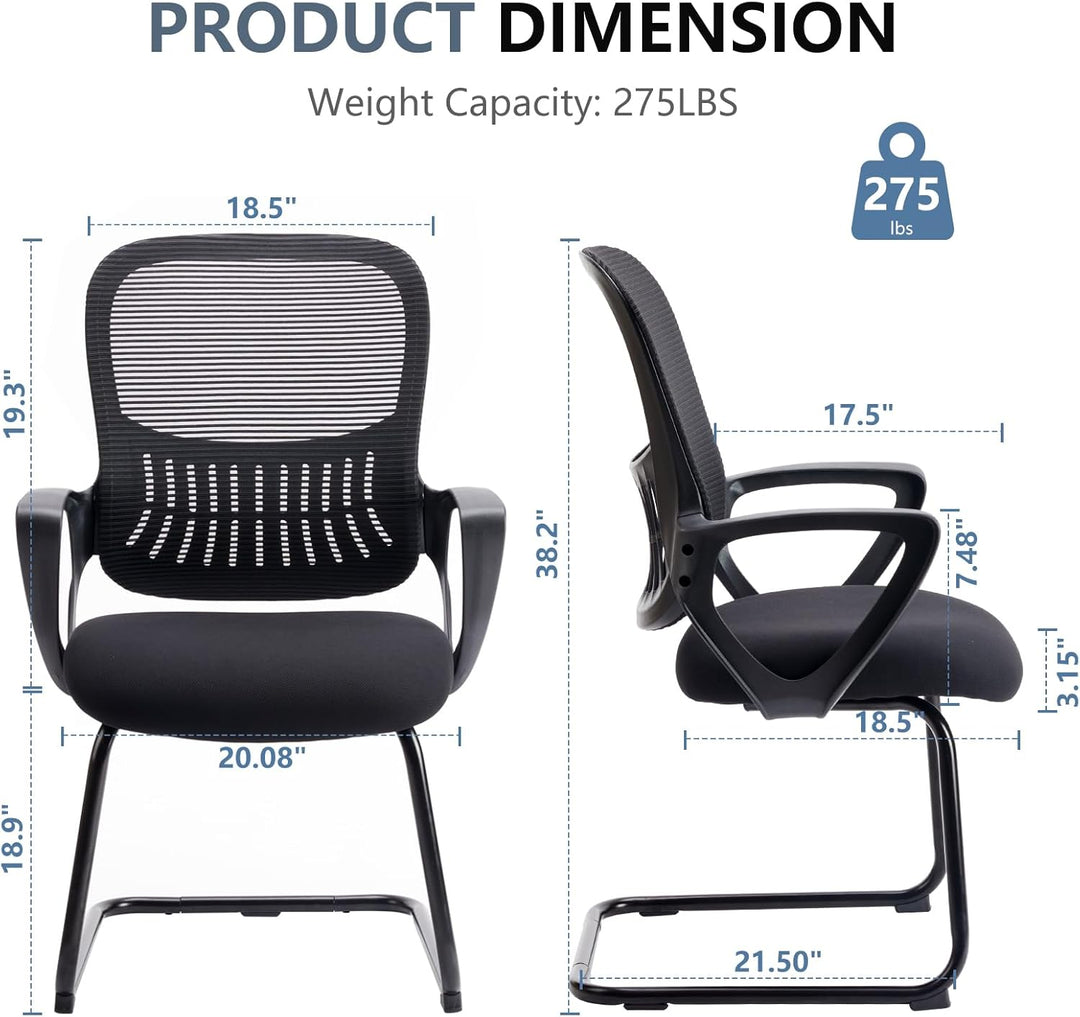 DUMOS Büro-Schreibtischstuhl mit Schlittenboden, ergonomischer Chefsessel aus Netzstoff, Computerstü