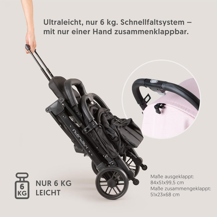 Interbaby Kinderwagen | Reisebuggy von der Geburt bis zu 48 Monaten oder 22 Kg | Quick Fold Button,