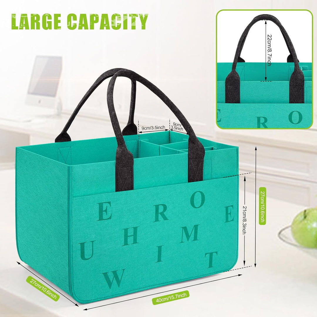 Filz Einkaufskörbe Filztasche Einkaufstasche mit Fächern, Filztasche Gross 30L Faltbar Robust Flasch