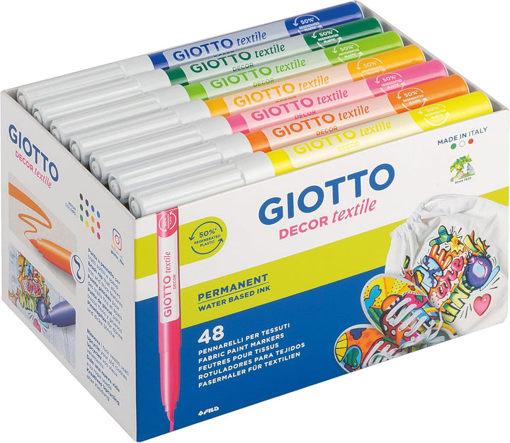 Giotto 4947 00 Decor Fasermaler, Farbstifte für Leinwand 48 Stück , 48 Stück (1er Pack), 48 Stück (1
