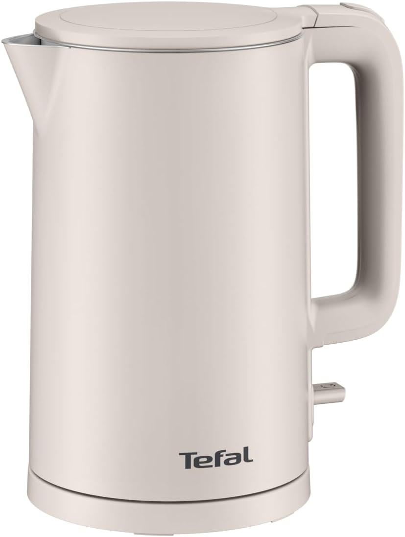 Tefal ThermoProtect Elektrischer Wasserkocher, Safe to Touch, 1500 W, Hellgrau und Innenseite aus Ed