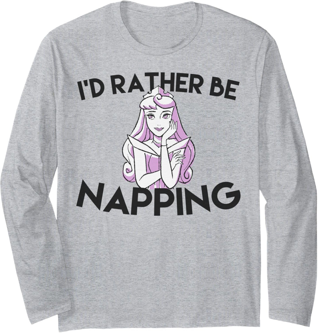 Disney Sleeping Beauty Aurora I'd Rather Be Napping Portrait Langarmshirt