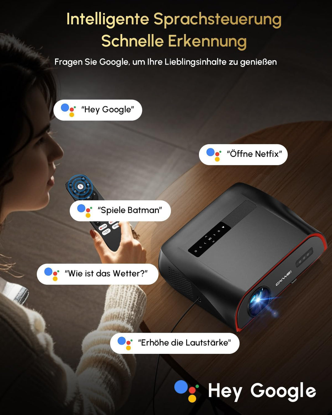 Smart 4K Beamer Tageslicht Tauglich,2200 ANSI, WiFi 6, HDMI 2.1, NFC Cast, Bluetooth 5.4, Dolby Digi