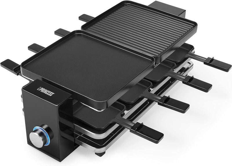 Princess Piano Raclette - für bis zu 8 Personen, multifunktional, 1200 Watt, Aluminiumguss-Platte, 8