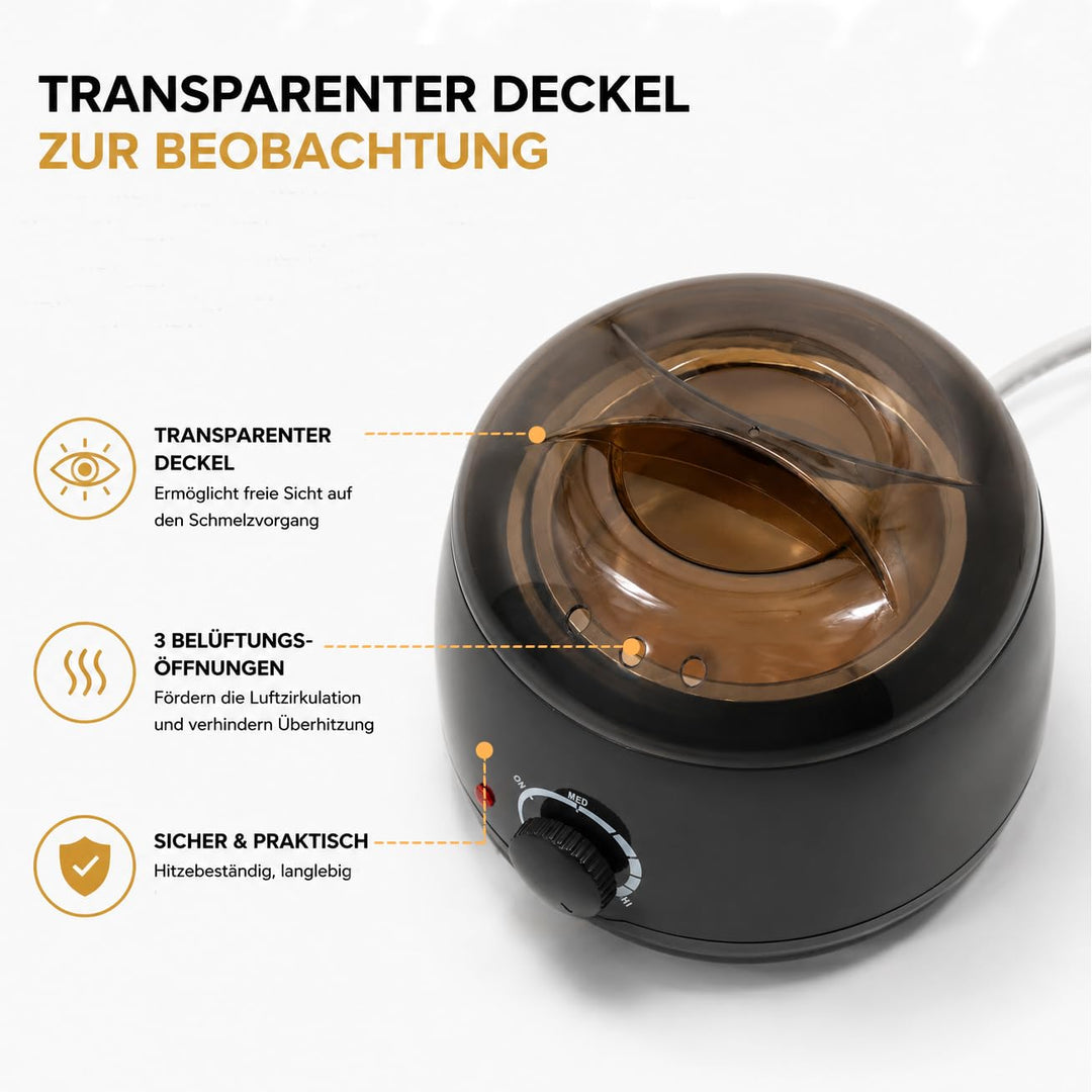 Wachsmaschine mit automatischer Temperaturregelung | 500ml für alle Wachsarten geeignet Wachsschmelz