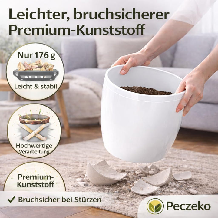 PECZEKO Glänzende Blumentöpfe - Deko Pflanztopf für Blumen &amp; Kräuter - Langlebige &amp; leichte runde Ku