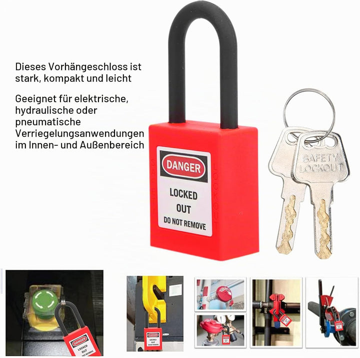 Lockout Tagout Schlösser, 10 Stück Sicherheits-Vorhängeschloss mit 20 Schlüsseln, Staubdicht Lock Ou