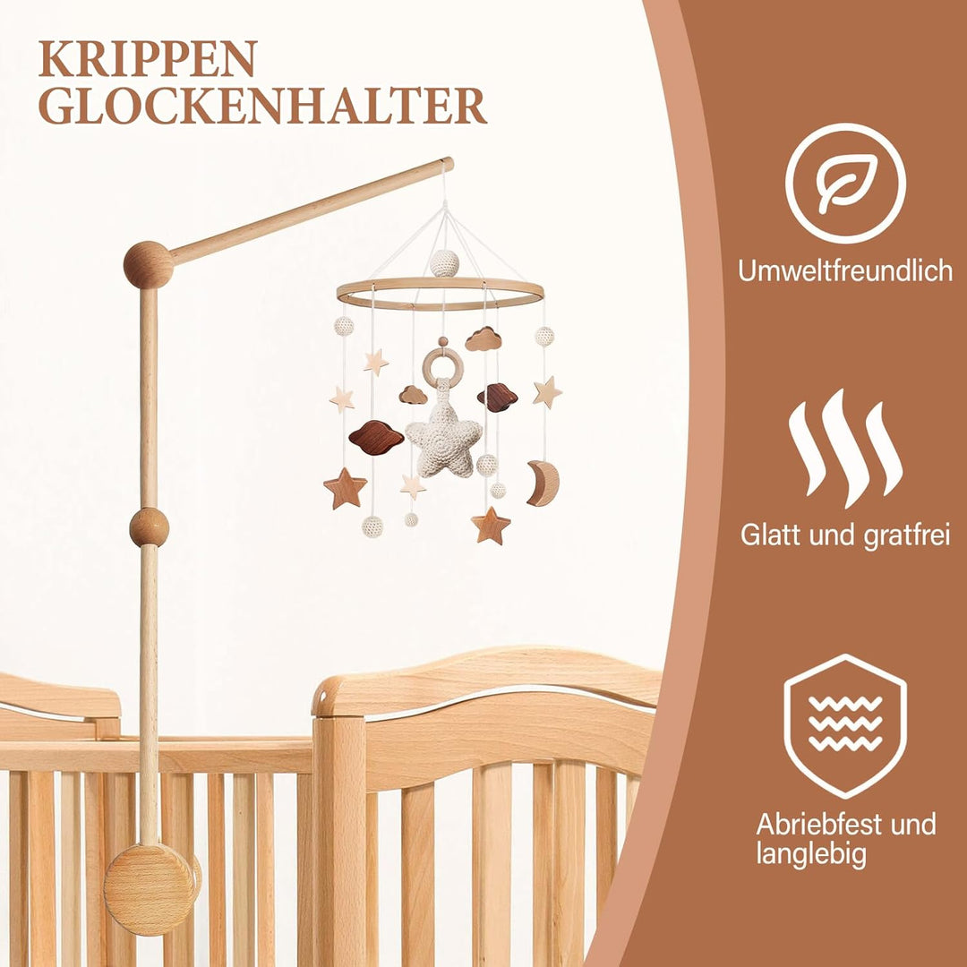 Mobile Halterung für Babybett, Holz Mobile Halterung Wickeltisch für Aufhängung Mobile baby, Geburt