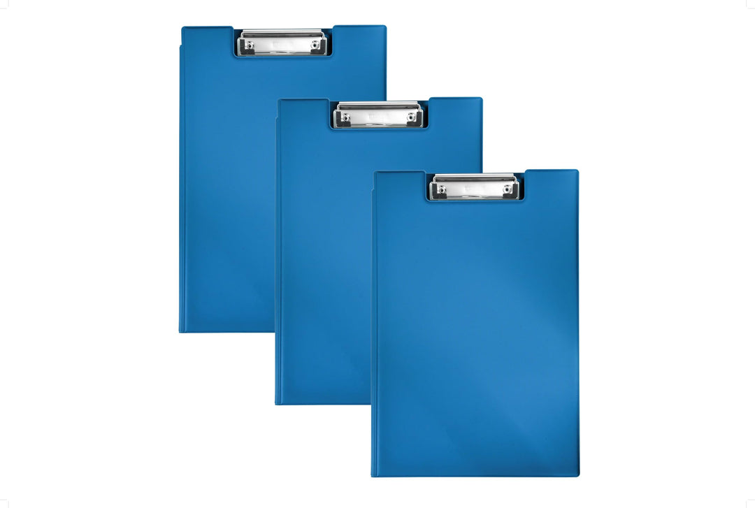 Heidemann Aufklappbare Klemmbrettmappe DIN A4 Plus Photodruck, 11100000 (Mittelblau 3er), Mittelblau