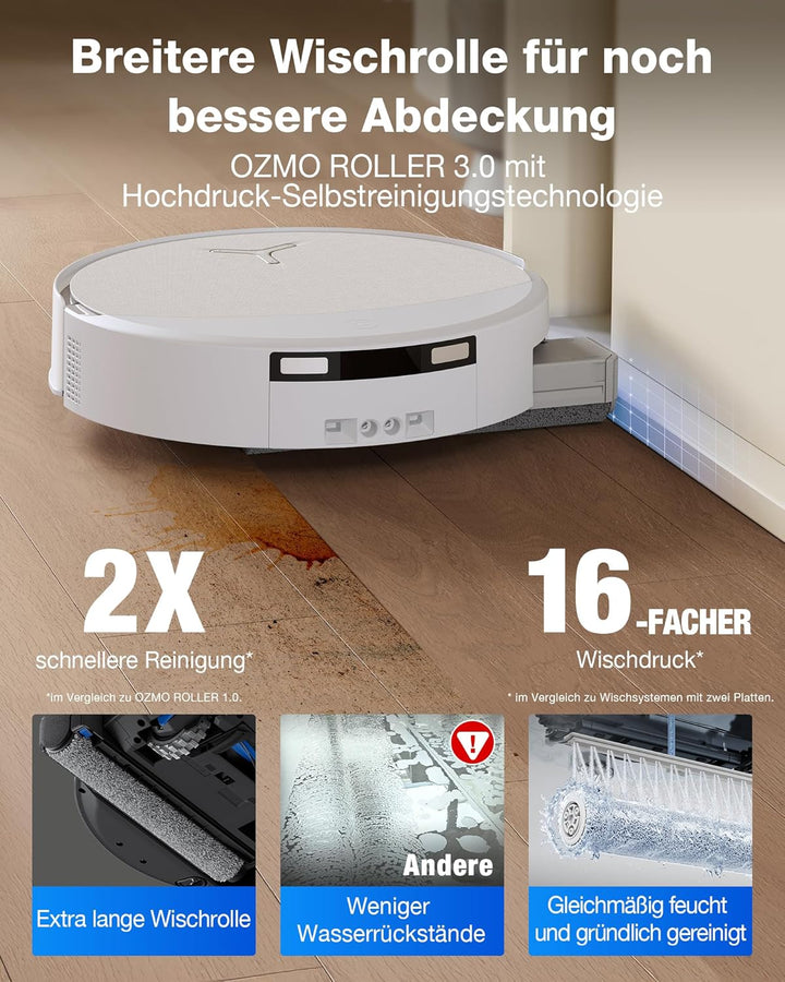 ECOVACS DEEBOT T90 Omni Saugroboter mit Wischfunktion, Roboterstaubsauger 30.000 Pa, OZMO-Roller 3.0