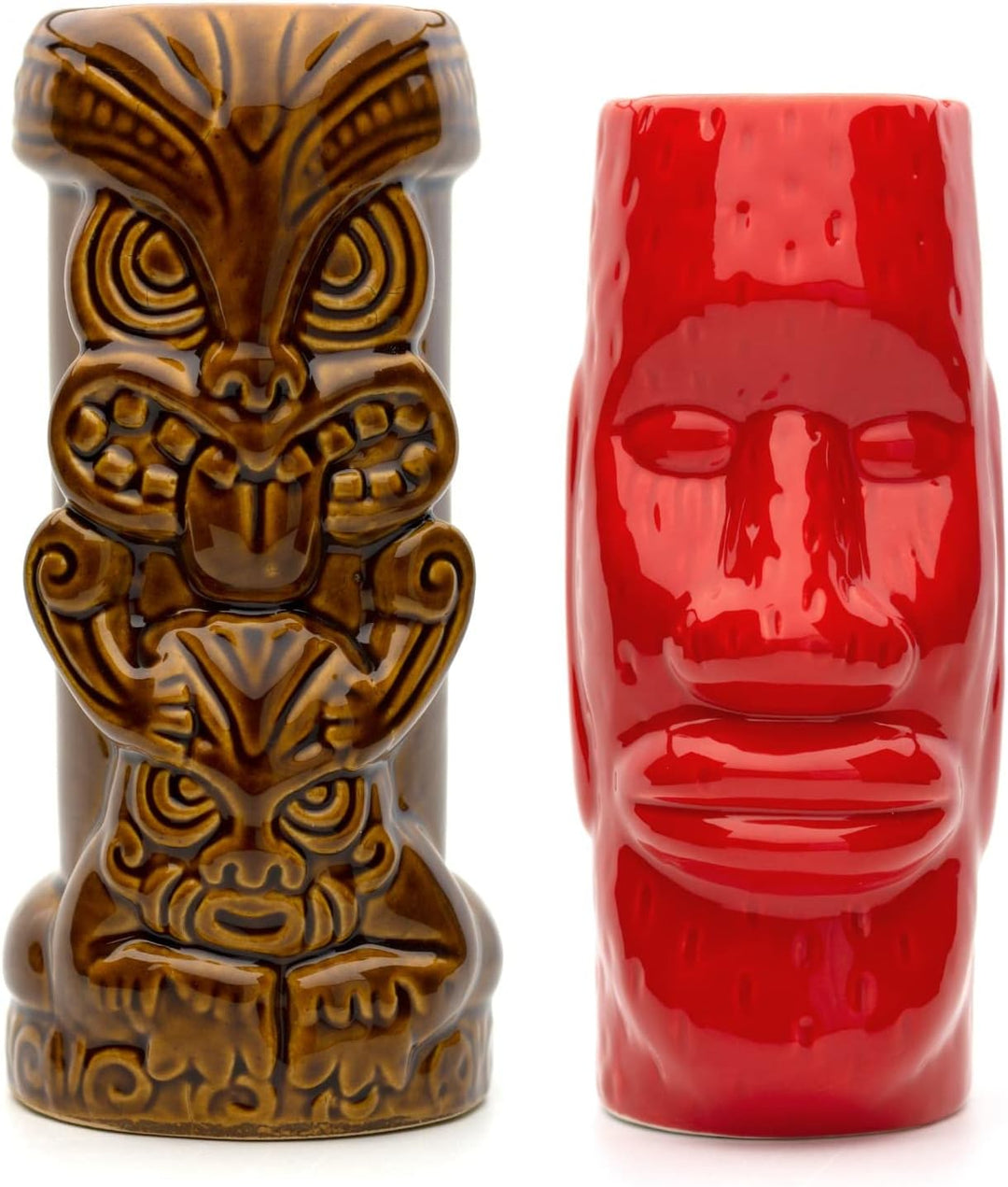 CKB LTD Tiki Keramik Becher 2er Set Farbige Gläser Tassen Grosse Hohe Becher Keramik Cocktailgläser
