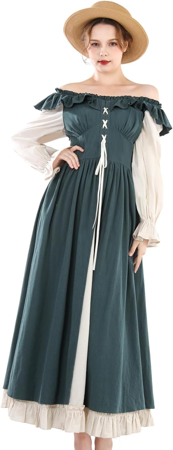 CR ROLECOS Damen Mittelalter Kleid Gothic viktorianische Kleider Fasching traditionelles irisches Kl