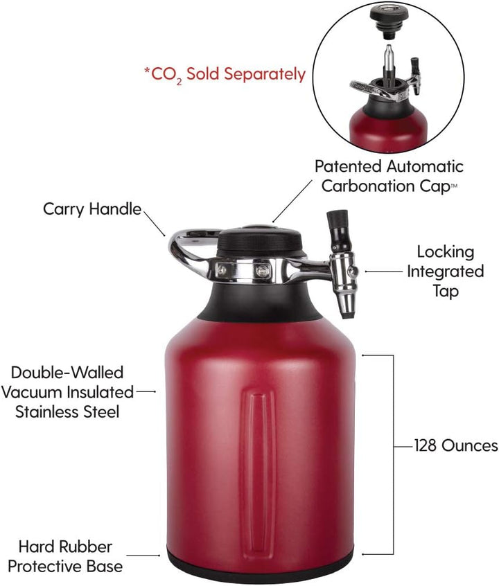 GrowlerWerks uKeg Go Carbonated Growler and Craft Beverage Dispenser for Beer, Soda, Cider, Kombucha