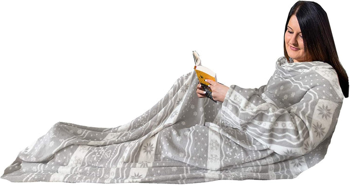 HOMELEVEL Kuscheldecke aus Microfaser mit Ärmeln Ärmeldecke Sofadecke 200cm x 150cm TV Decke Decke m