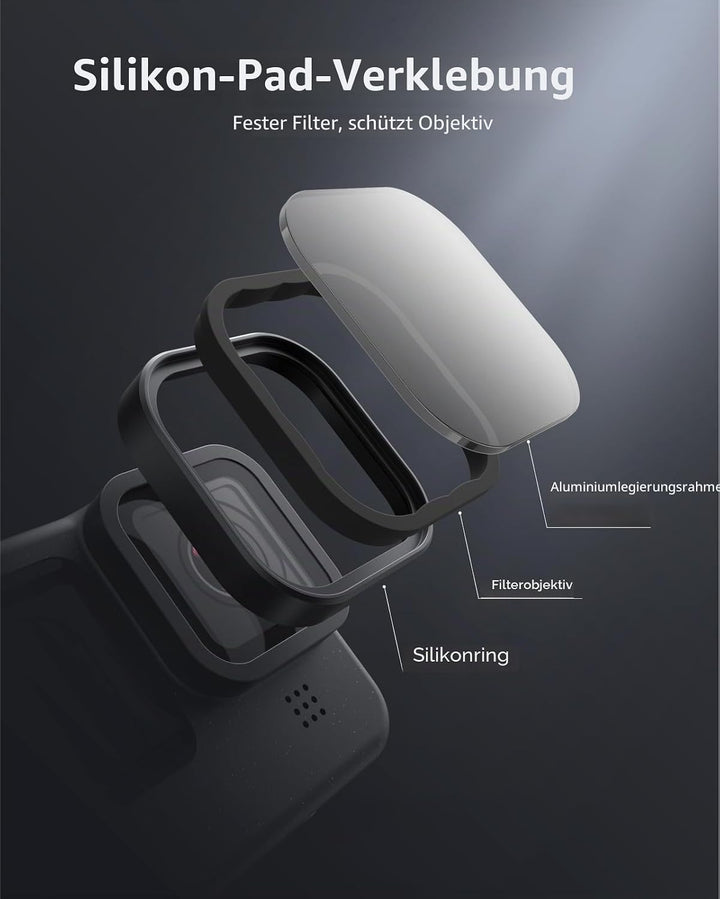 TELESIN 3 Pack GoPro Graufilter für GoPro Hero 12 Hero 11 Hero 10 Hero 9 Black, Kameralinse, Graufil