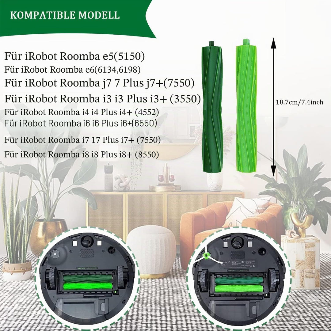 ANBOO 2 Set Premium Rollen Bürste Zubehör für Irobot Roomba E/I/J Serie I7 I7+ I3 I3+ I4 I4+ I6 I6+