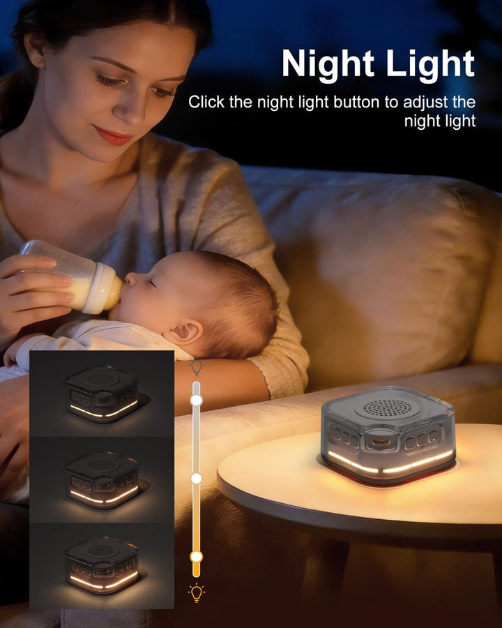 White Noise Machine Baby, Weisses Rauschen mit 28 Klängen, 3 Helligkeit Warmweisse Nachtlicht, Noise