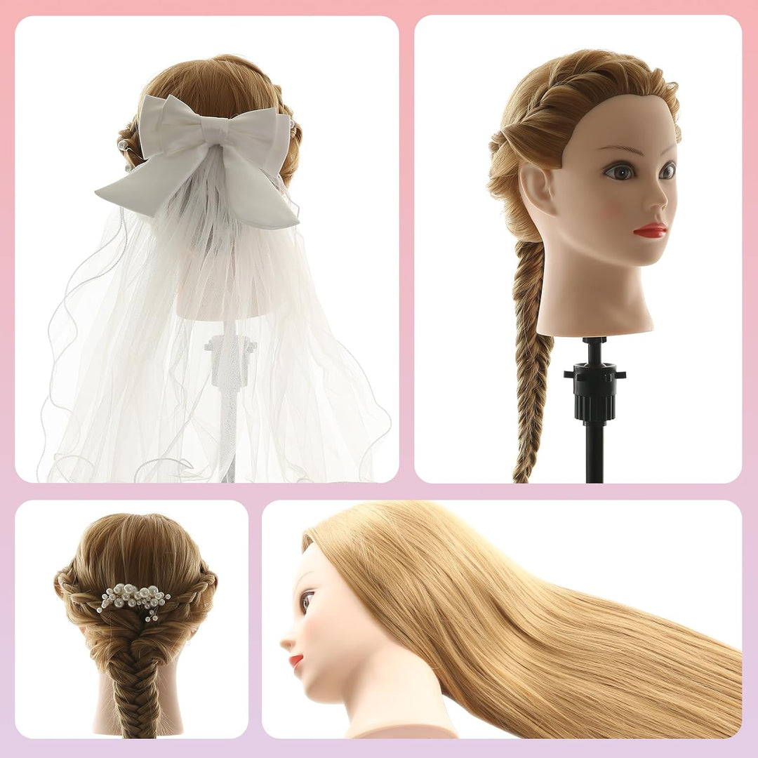 Frisierkopf 100% Synthetisches Haar übungskopf Friseur 26” Trainingsköpfe Puppenkopf Friseur Kopf Mi