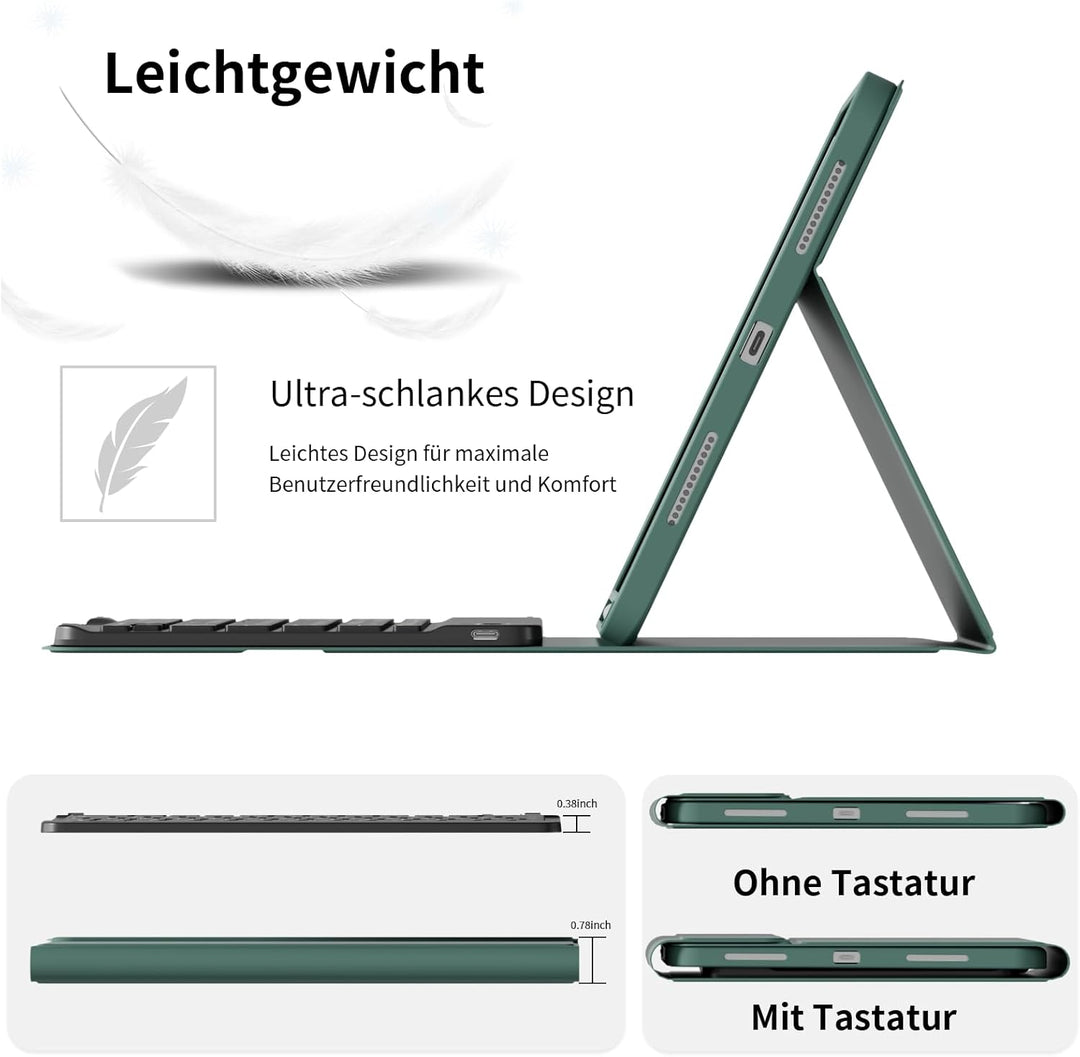 KVTVOU Tastatur Hülle für iPad Air 11 Zoll 2026/2025/2024, iPad Air 5./4. Generation 10,9 Zoll 2022/