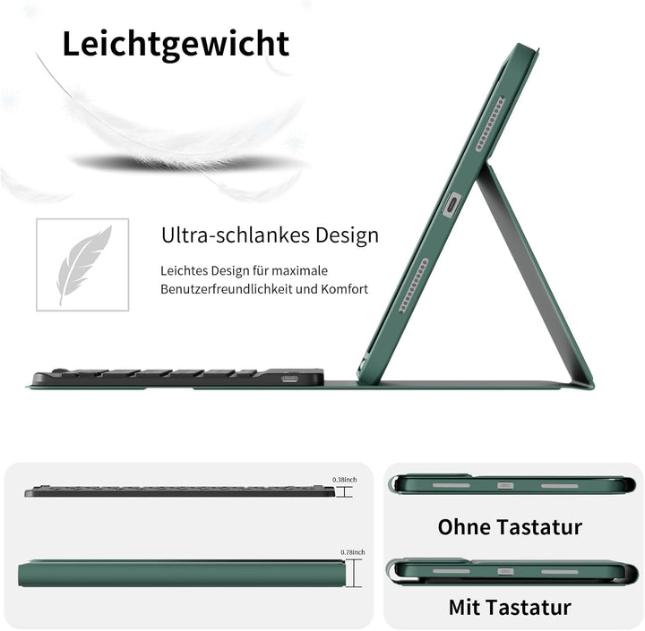 KVTVOU Tastatur Hülle für iPad Air 11 Zoll 2026/2025/2024, iPad Air 5./4. Generation 10,9 Zoll 2022/