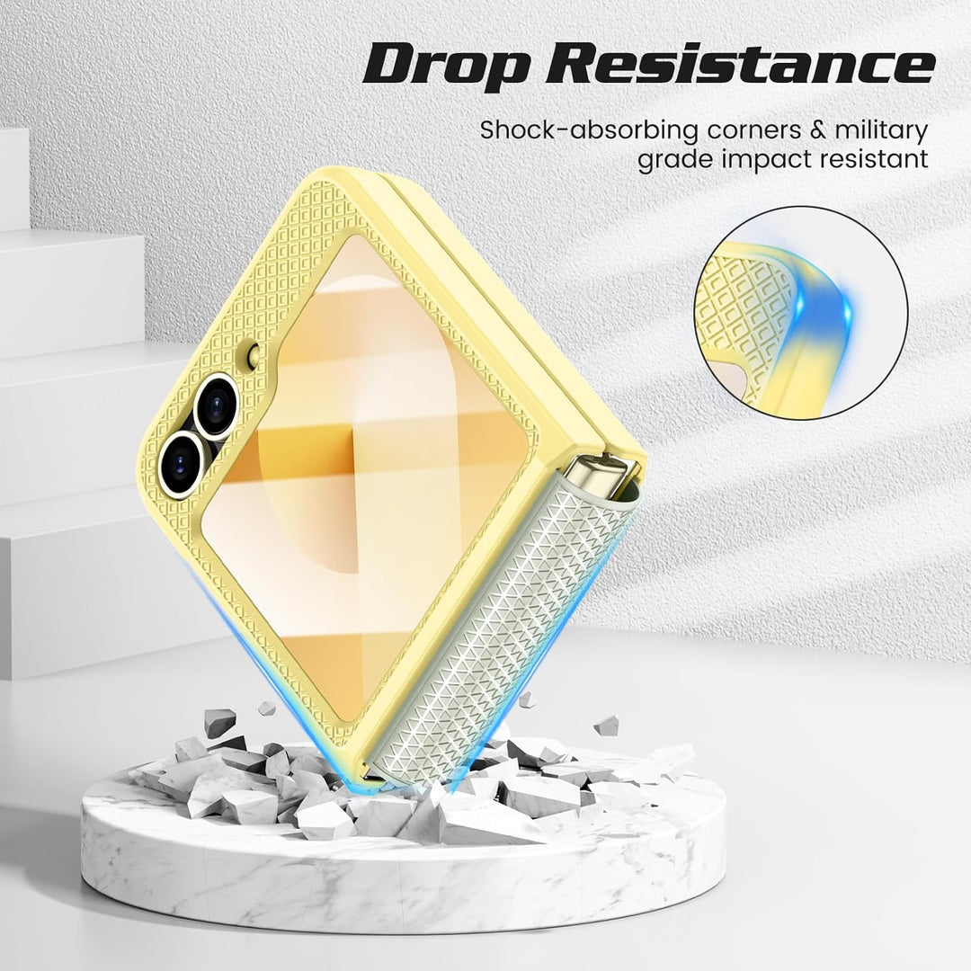 für Samsung Galaxy Flip 6/Z Flip 7 FE Hülle [Not for Flip 7] mit Scharnierschutz & Displayschutzfoli