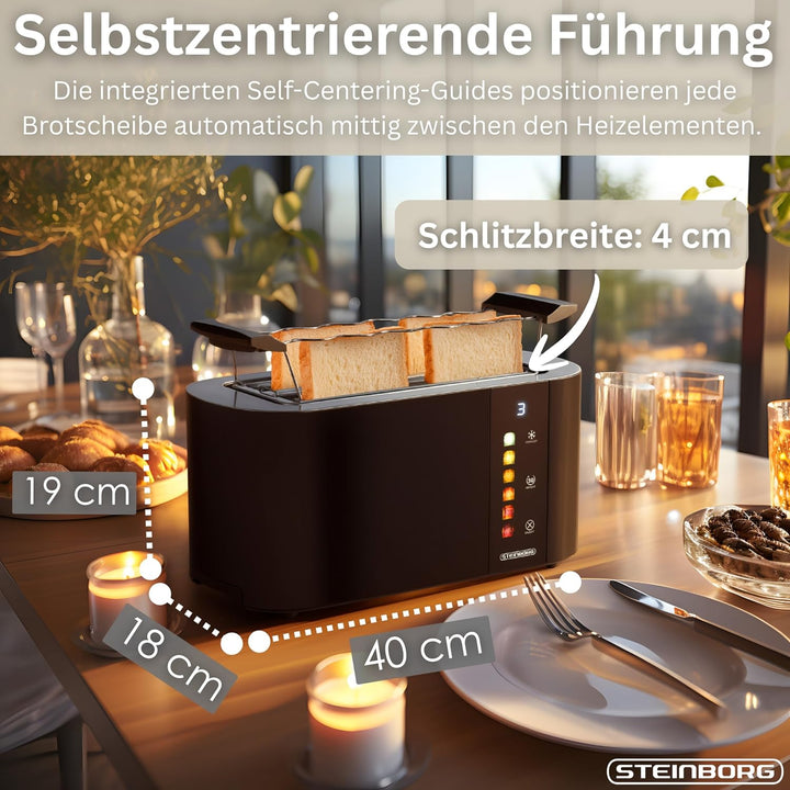 Steinborg® Automatik Toaster 4 Scheiben mit Brötchenaufsatz Langschlitztoaster Automatische Liftfunk