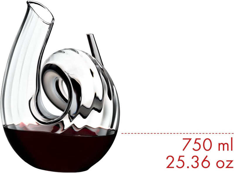 Riedel - Decanter - Dekanter - Weindekanter - Curly Fatto A Mano Black/White/Black Optic - Kristallg