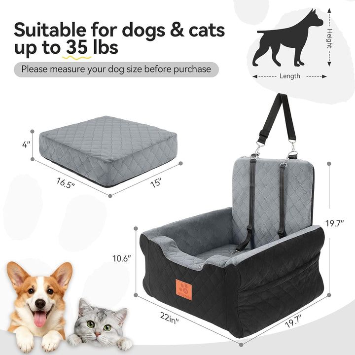GL GLENSLAVE Hunde-Autositze für kleine bis mittelgrosse Hunde, Erhöhter Hunde-Booster-Sitz mit Memo