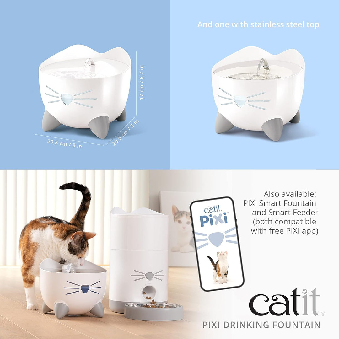 Catit PIXI Katzen-Trinkbrunnen, Fliesswasserbrunnen, Edelstahl Single, Single
