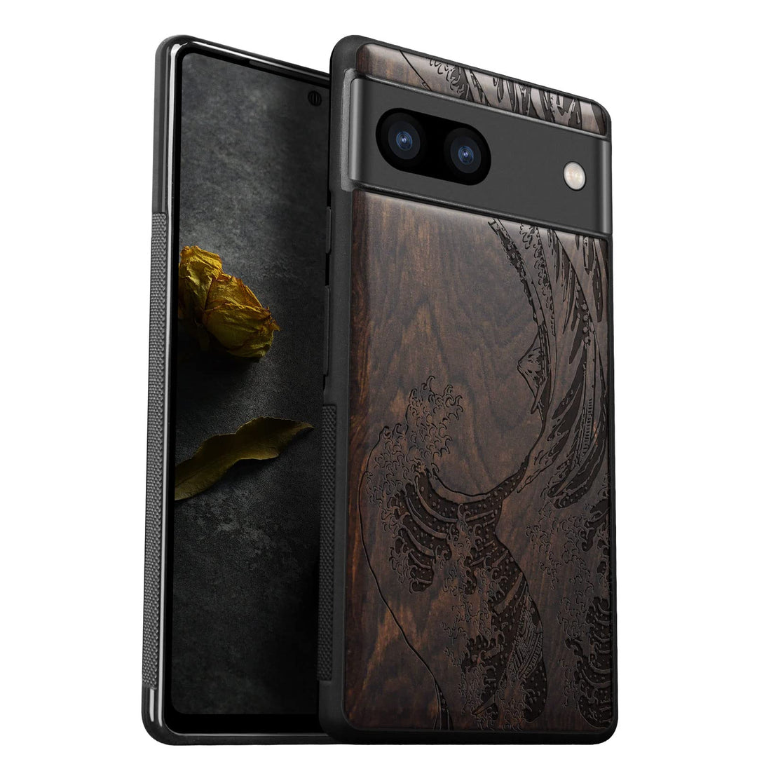 Carveit Holz Handyhülle für Google Pixel 7a Cover [Einzigartiges Design Case] Stossstange hülle Komp