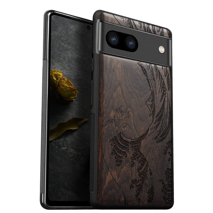 Carveit Holz Handyhülle für Google Pixel 7a Cover [Einzigartiges Design Case] Stossstange hülle Komp