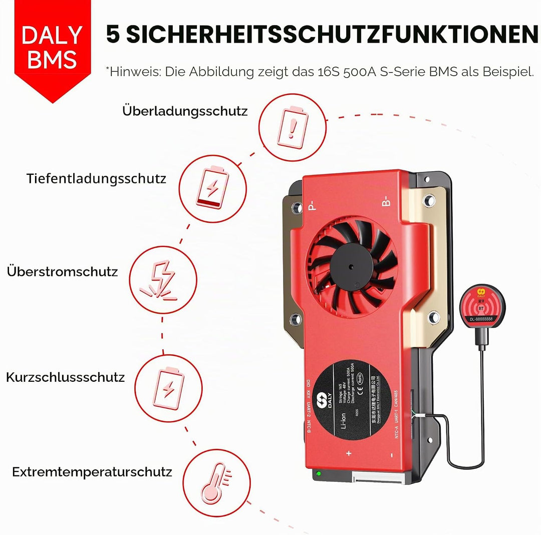 DALY BMS 12V 4S 100A LiFePO4 – Smart Bluetooth Batterieschutzplatine für 12 Volt Lithium Batteriepac