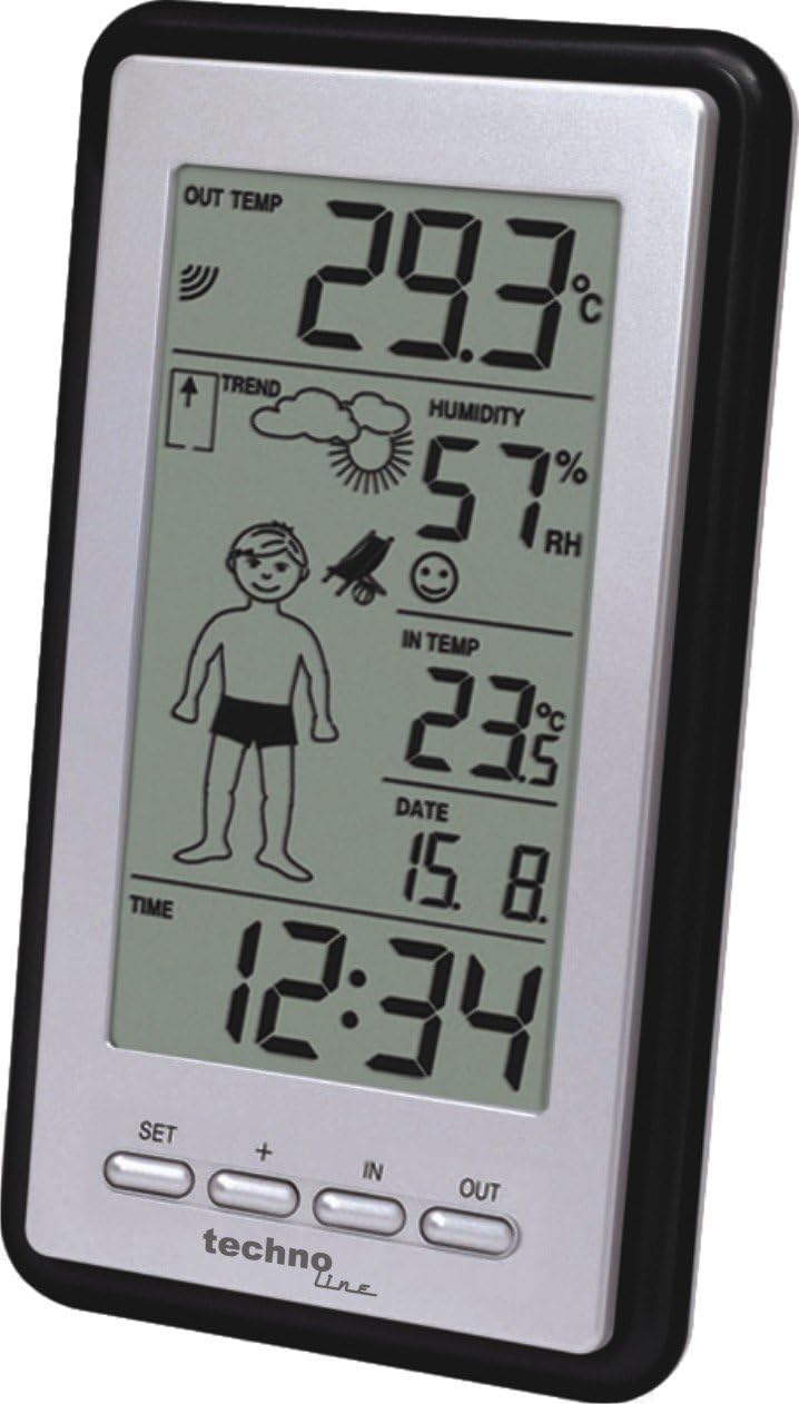 Technoline WS 9632 Wetterstation mit Vorhersage, grau & TFA Dostmann Schutzhülle für Sender Artikel,