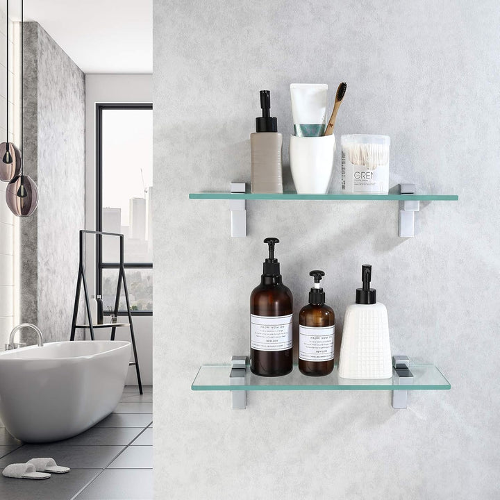 KES Duschablage Glas Badezimmer Wandregal 8mm Hartglas Glasregal Glasablage Bad Ablage Dusche Duschr