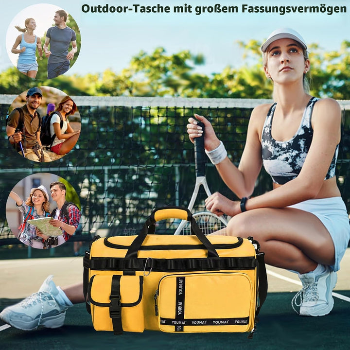 Reisetasche Damen Herren, 65L Wasserabweisende Sporttasche, Large Capacity Reise Tasche Gym Bag, mit