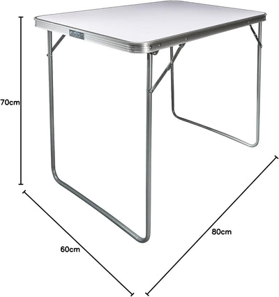 Grafner XL Aluminium Camping Tisch klappbar, stabil und tragbar, 80 x 60 x 70 cm, mit Griff, belastb