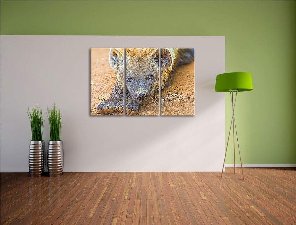 niedliche Hyäne Spezial 3-Teiler Leinwandbild 120x80 Bild auf Leinwand, XXL riesige Bilder fertig ge