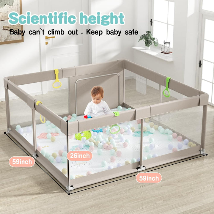 Uanlauo 150x150cm Laufstall mit Spielmatte, XXL Kinder Laufgitter, Innen &amp; Aussen Baby-Aktivitätsber