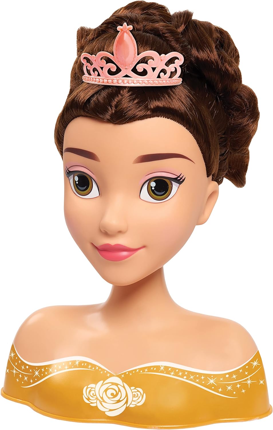 Just Play Disney Princess Belle Styling Head, Brown Hair, 10 Piece Pretend Play Set, Beauty and The