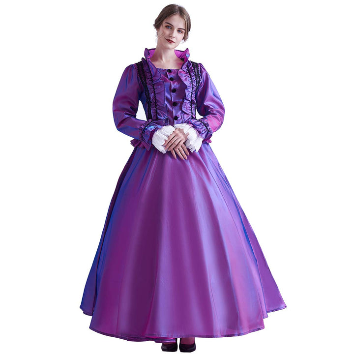 GRACEART Damen Gothic Viktorianisches Kleid Renaissance Maxi Kostüm (XL, Lila) XL Lila, XL Lila